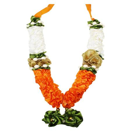 Mala/ Garland White & Yellow with artificial Flowers- for God/ Idol/ Puja Decor/ Festival/ Photo frame- Pack of 1- Length 22cm/8.6inches