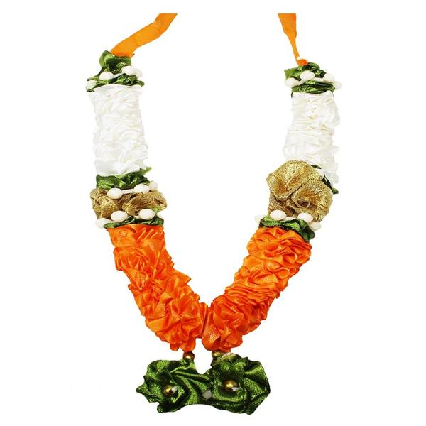 Mala/ Garland White & Yellow with artificial Flowers- for God/ Idol/ Puja Decor/ Festival/ Photo frame- Pack of 1- Length 22cm/8.6inches