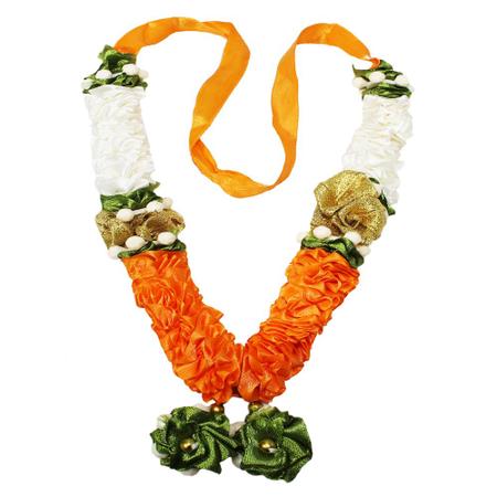 Mala/ Garland White & Yellow with artificial Flowers- for God/ Idol/ Puja Decor/ Festival/ Photo frame- Pack of 1- Length 22cm/8.6inches