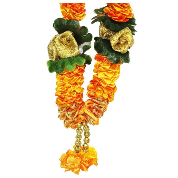 Mala/ Garland - Yellow - with artificial Flowers- for God/ Idol/ Puja Decor/ Festival/ Photo frame- Pack of 1- Length 22cm/8.6inches