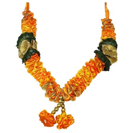 Mala/ Garland - Yellow - with artificial Flowers- for God/ Idol/ Puja Decor/ Festival/ Photo frame- Pack of 1- Length 22cm/8.6inches