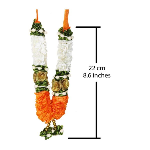 Mala/ Garland White-Yellow Combo with artificial Flowers- for God/ Idol/ Puja Decor/ Festival/ Photo frame- Pack of 4- Length 22cm/8.6inches