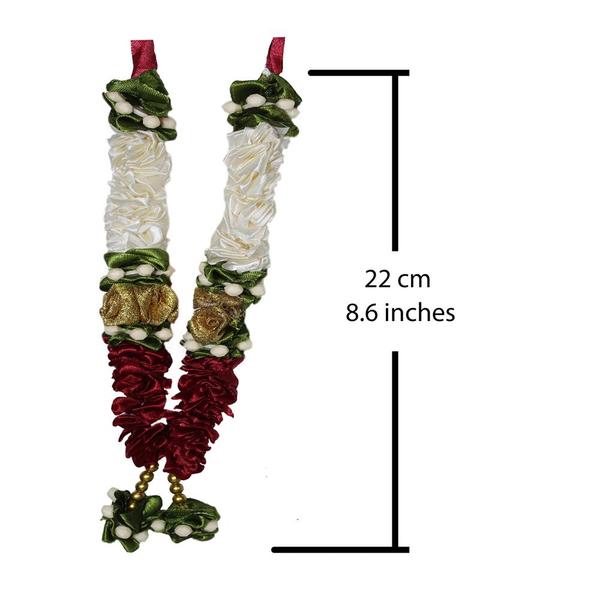 Mala/ Garland-White Combo with artificial Flowers- for God/ Idol/ Puja Decor/ Festival/ Photo frame- Pack of 4- Length 22cm/8.6inches