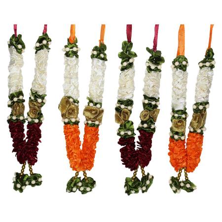 Mala/ Garland-White Combo with artificial Flowers- for God/ Idol/ Puja Decor/ Festival/ Photo frame- Pack of 4- Length 22cm/8.6inches