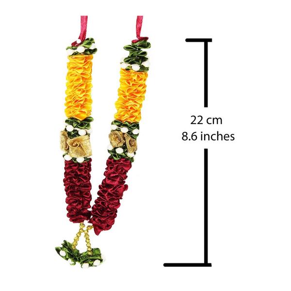 Mala/ Garland - Yellow Combo with artificial Flowers- for God/ Idol/ Puja Decor/ Festival/ Photo frame- Pack of 3- Length 22cm/8.6inches