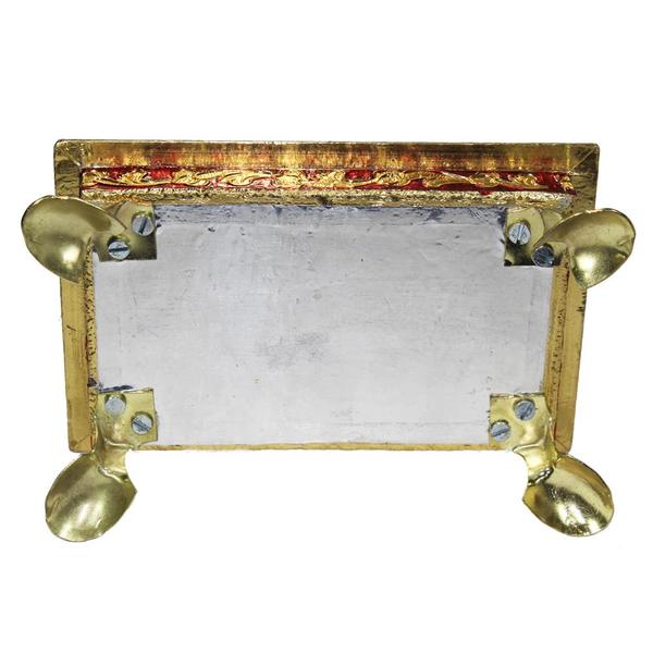 Handcrafted Meenakari Pooja Chowki (Medium)- For Mandir Home Office & Gift Purpose- Ideal for Laddu Gopal Ji Kishan Ji & Other Idols/ God- LxWXH=14cmX9cmX4.5cm