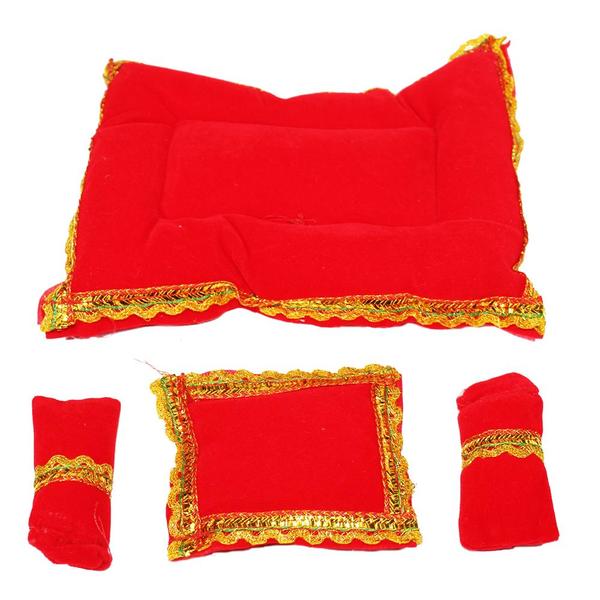 Bed (Bister) & Aasan set for Laddu Gopal/ Gopal ji/ Krishna ji with Meenakari Chowki & Singhasan