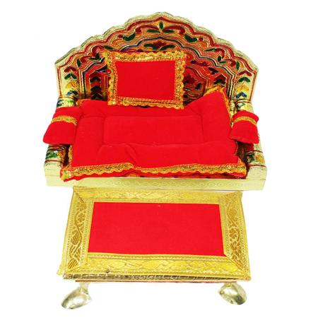 Bed (Bister) & Aasan set for Laddu Gopal/ Gopal ji/ Krishna ji with Meenakari Chowki & Singhasan