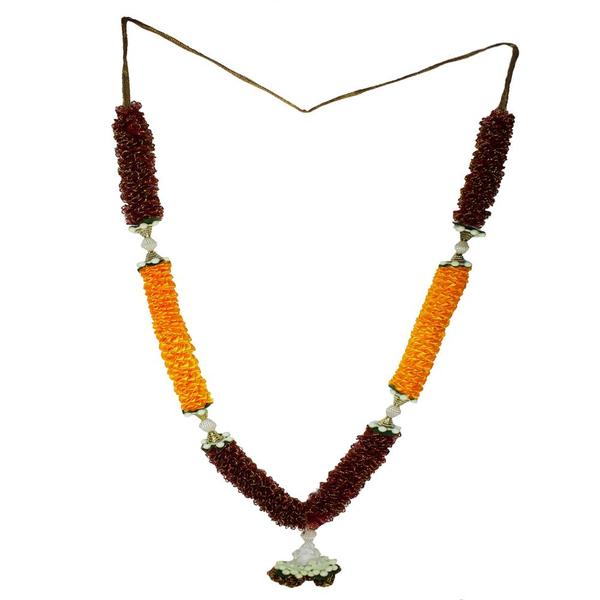 Yellow & Red Mala/ Garland with artificial Flowers- for God/ Idol/ Puja Decor/ Festival/ Photo frame- 52cmX5cmX3cm