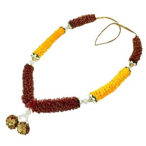 Yellow & Red Mala/ Garland with artificial Flowers- for God/ Idol/ Puja Decor/ Festival/ Photo frame- 52cmX5cmX3cm