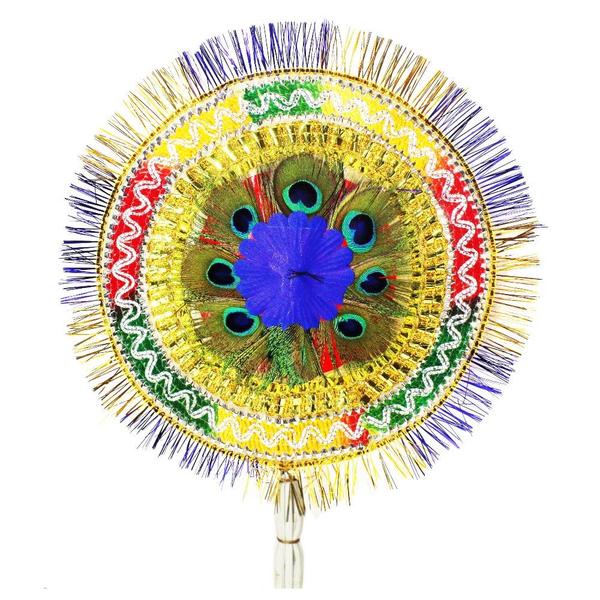 Peacock Feather Hand Fan 3- More Pankh
