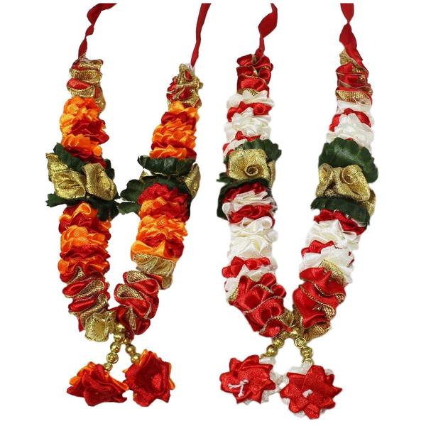 Mala/ Garland - Orange-White Combo- for God- Puja Decor