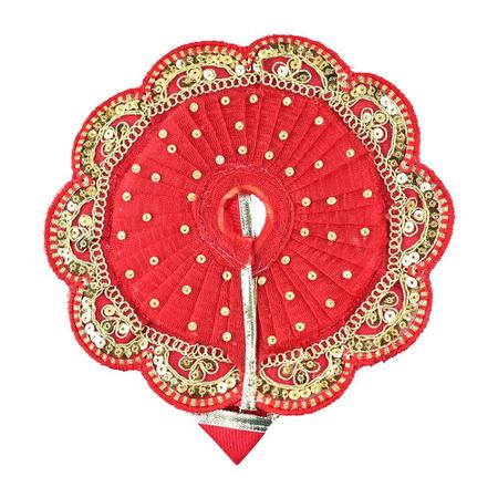Janmashtami and Sharad Purnima Special Latest Design Laddu Gopal Dress in Red and Golden color With Mukut