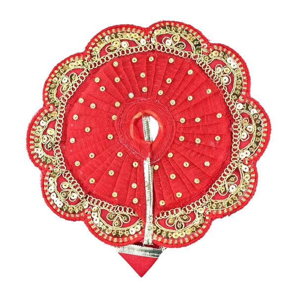 Janmashtami and Sharad Purnima Special Latest Design Laddu Gopal Dress in Red and Golden color With Mukut