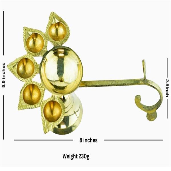 Brass Panch Aarti Diya / Pancharti Diya Oil Lamp Panch aarti /Puja Diya for Diwali/Navratri/Any Festival & Pooja