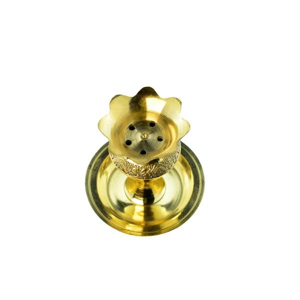 Flower and Kumbham Shaped Brass Agarbatti Stand Lotus Feet Spirituality Kudam Bathi Traditional Puja Incense Stick Stand/Pooja Item Brass Table Diya