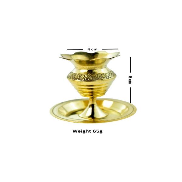 Flower and Kumbham Shaped Brass Agarbatti Stand Lotus Feet Spirituality Kudam Bathi Traditional Puja Incense Stick Stand/Pooja Item Brass Table Diya