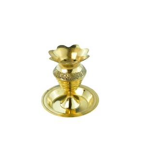 Flower and Kumbham Shaped Brass Agarbatti Stand Lotus Feet Spirituality Kudam Bathi Traditional Puja Incense Stick Stand/Pooja Item Brass Table Diya