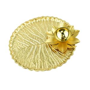 Lotus Aarti Plate With Diya, Pooja Thali, Brass Pooja Thali, Arti Thali, Puja Plate Gold Tray for Pooja |Gold Platted Pooja Plate | Pital Plates for puja Mandir Home
