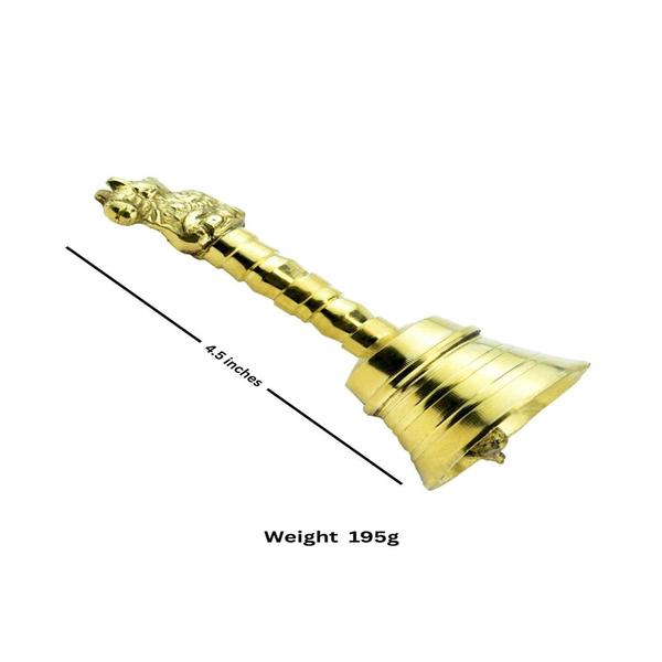 Traditional Brass Bell | Ghanti for Pooja | Worship for Temple Home Nandi Bell Height 4.5 inch (195gm)