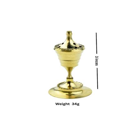 Lantern Pure Brass Incense Holder Agarbatti Stand with/Holder, Agardaan with Plate for Your Mandir, Home & Office Decoration Item 3 inches