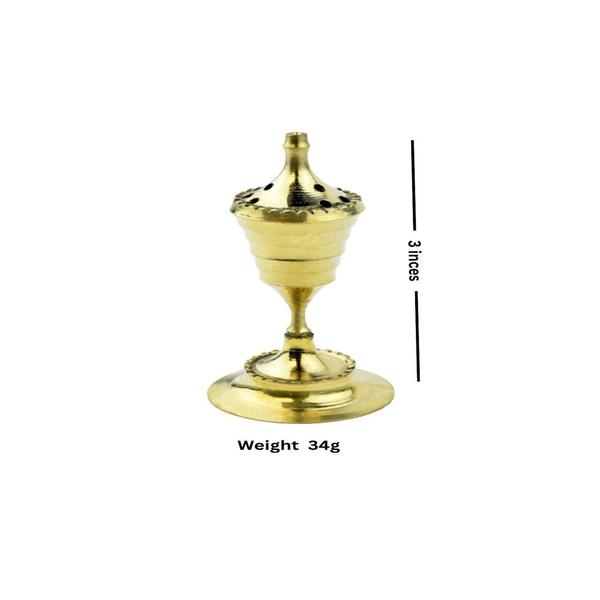Lantern Pure Brass Incense Holder Agarbatti Stand with/Holder, Agardaan with Plate for Your Mandir, Home & Office Decoration Item 3 inches