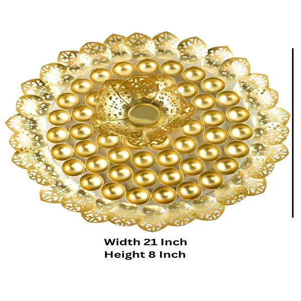 Chappan Bhog Thali/Decorative Poojan Thali for Temple and Pooja Room Decor- Traditional Pooja Thali-56 Bhog Thali for Laddu Gopal Dimensions-Dia 21x21 & Height-8"