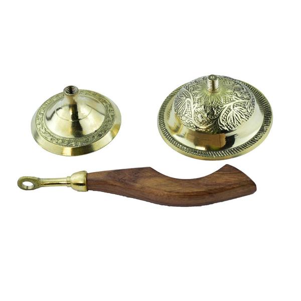 Brass Sambrani Stand & Loban Dhoop Dani Burner with Wooden Handle for Kapur - Sambrani Dhoop Holder Pooja Items for Home