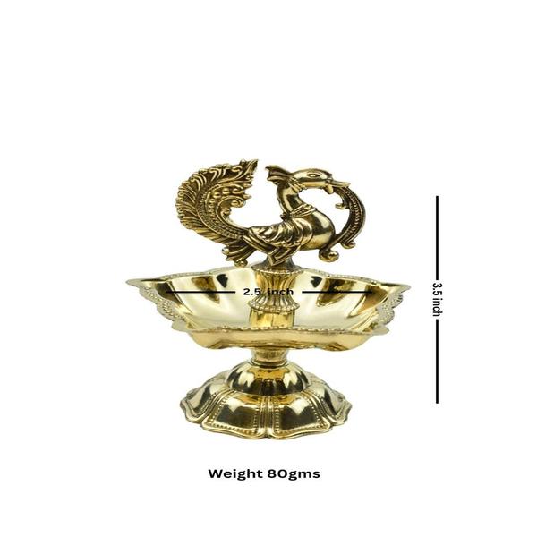 Peacock Diya | Peacock Design Brass Diya | Brass Diyas for Home | Kuthu Vilakku Decoration Items for Home Decor | 3.5 Inch | for Diwali | Ideal for Gifting