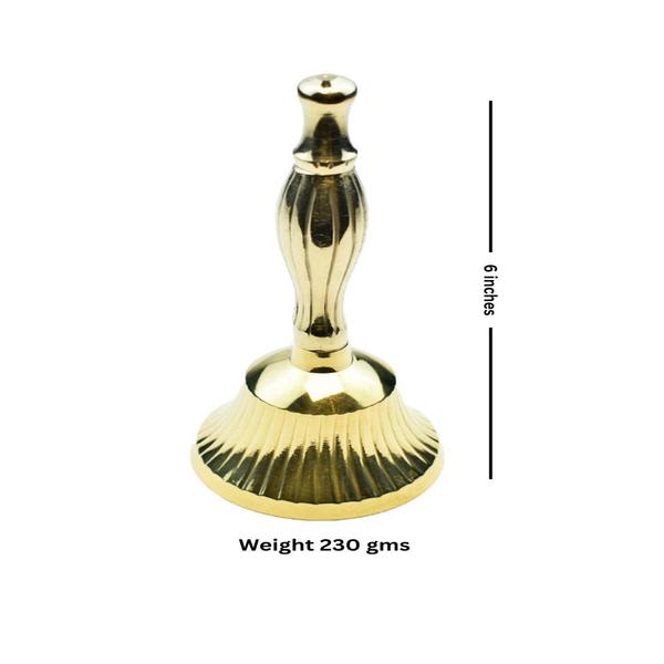 Brass Decorative Pooja Bell (Ghanta) for House & Temples | Rich Sound Puja Mandir Bell for Aarti | Ghanti for Pooja and Other Rituals Versatile Decor | Height -  5.5 inch. | Weight - 230 gms