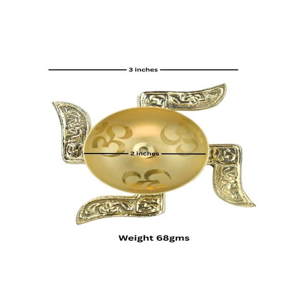 Swastik Shape Diya And Om Engraving Religious Antique Temple Pooja Articles Home Office & Table Decor Diwali Decoration Brass