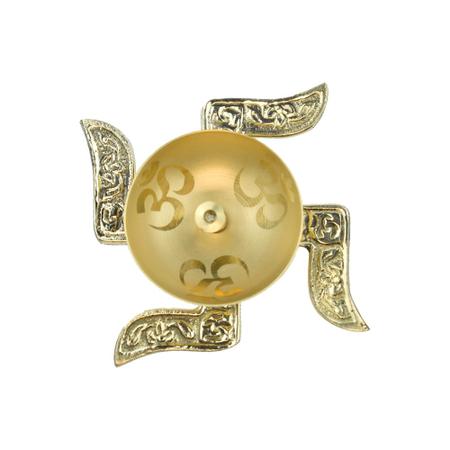 Swastik Shape Diya And Om Engraving Religious Antique Temple Pooja Articles Home Office & Table Decor Diwali Decoration Brass