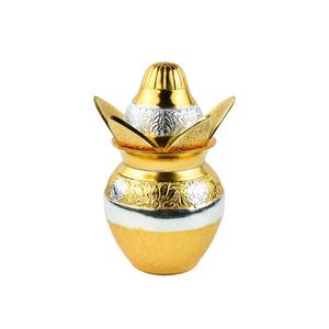 Hinduportal Premium Kalash with Coconut,Leaves and Royal Red Velvet Box for Pooja,Temple Use, Home Decor, Wedding Gift(Medium)