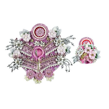 Laddu Gopal Poshak/Kanha Ji Dress/Heavy zardoushi Dress for Thakur Ji/Fancy Dress for Bal Krishna/Dress for Krishna (Baby Pink) Size 6 inches