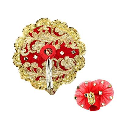 Janmashtami Special Laddu Gopal Fancy Heavy Red And Golden Dress With Pagdi | Kanha ji Poshak Size 6 Inches