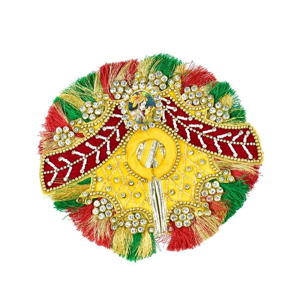 Dress in Yellow, Red and Green Color with Red Pagdi | Beautiful Laddu Gopal Dress/Laddu Gopal Designer Dress/Lord Krishna size 6 Inches