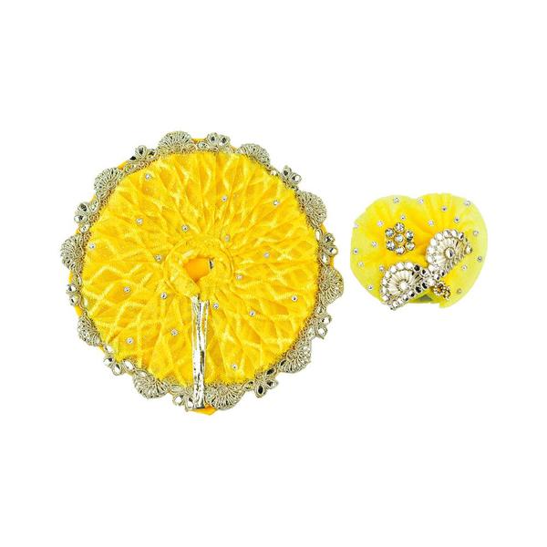 Laddu Gopal Yellow Heavy Dress With Pagdi , Krishna Dress, Kanhaji Dress Size 6 inches