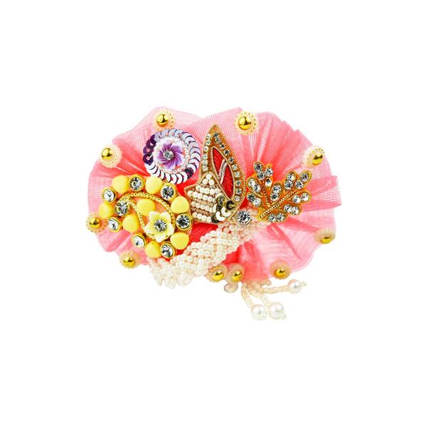 Laddu Gopal God Designer Pink Dress And Pagdi With Patka, Size-6 Inches