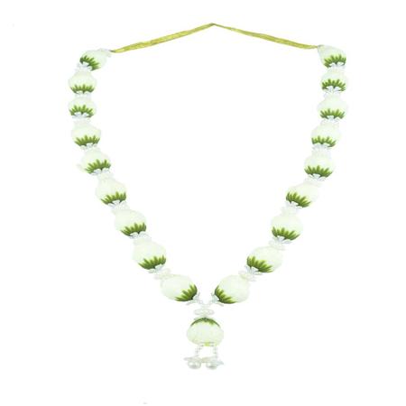 Artificial Light Green Rose Flower Garland For Photo Frame Handmade Gulab Pearl Moti Mala for God Idol Photo, Bhagwan Murti and Loved Ones| Size 22 Inces