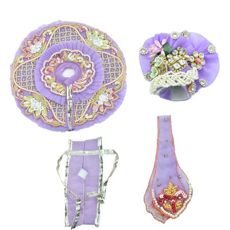 Laddu Gopal Heavy Janamashtmi Purple Dress with Pagdi, Patka And Choli | Ladoo Gopal Dress l Kanha Ji Poshak (Size 8inch)