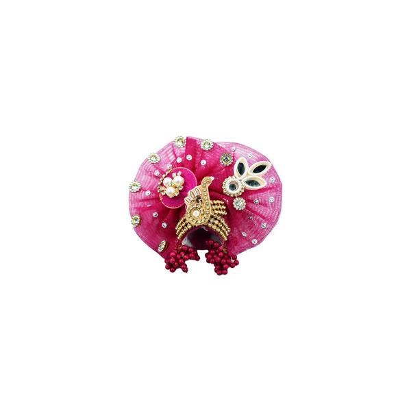 Laddu Gopal Poshak with Pagdi l Ladoo Gopal Dress l Bal Gopal l Kanha Ji Thakur Ji Heavy Dress (Deep Pink, Size 6inch)