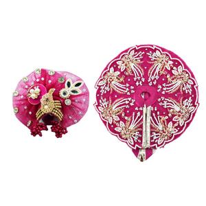 Laddu Gopal Poshak with Pagdi l Ladoo Gopal Dress l Bal Gopal l Kanha Ji Thakur Ji Heavy Dress (Deep Pink, Size 6inch)