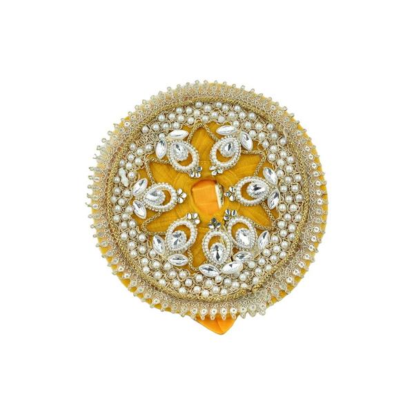 Laddu Gopal Poshak Thakur Ji Yellow Dress Heavy Flowers Designer Dress for Kanha Ji Fancy Dress for Bal Krishna Janmaasthmi Special for Ladoo Gopal Ji (Size 8 inch)