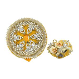 Laddu Gopal Poshak Thakur Ji Yellow Dress Heavy Flowers Designer Dress for Kanha Ji Fancy Dress for Bal Krishna Janmaasthmi Special for Ladoo Gopal Ji (Size 8 inch)