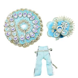 Laddu Gopal Heavy Janamashtmi Sky Blue Poshak with Pagdi, Patka l Ladoo Gopal Dress l Bal Gopal l Kanha Ji Thakur Ji Dress (Size 8 inch)