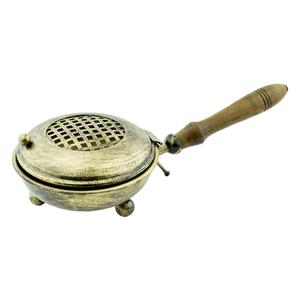Antique Brass Loban & Dhoop Burner with Wooden Handle