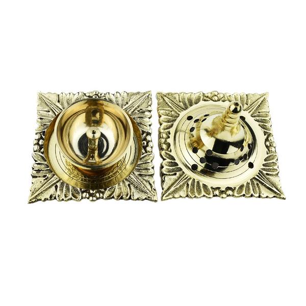 Temple Style Pure Brass Akhand Diya with Glass