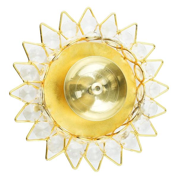 Brass Akhand Diya with Glass & Crystal