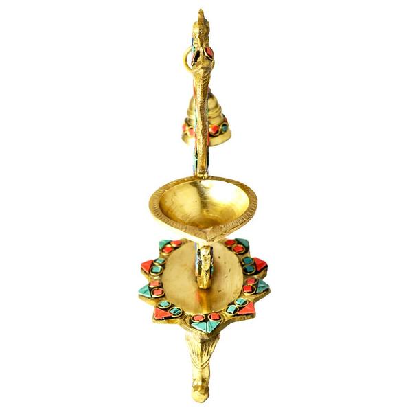 Handcrafted Brass Diya with Hanging Bell