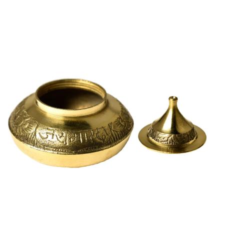 Ethnic Engraved Brass Sindoor Container